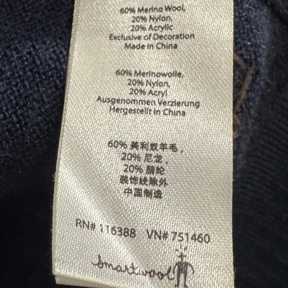 Smartwool Mens Merino Wool Blend Quarter Zip‎ Sweater Navy Blue Size M